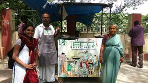 An entrepreneurial couple and owner of a cart