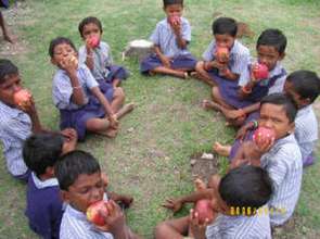 Children eat apple