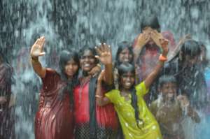 Dayspring Children Enjoying the Waterfall