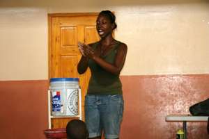Demonstrating hand-washing