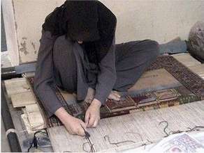 Carpet Weaving Student at Work