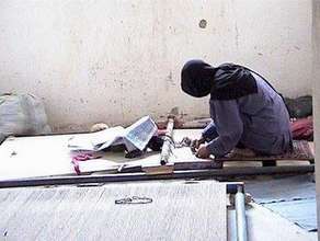 Carpet Weaving Student at Work