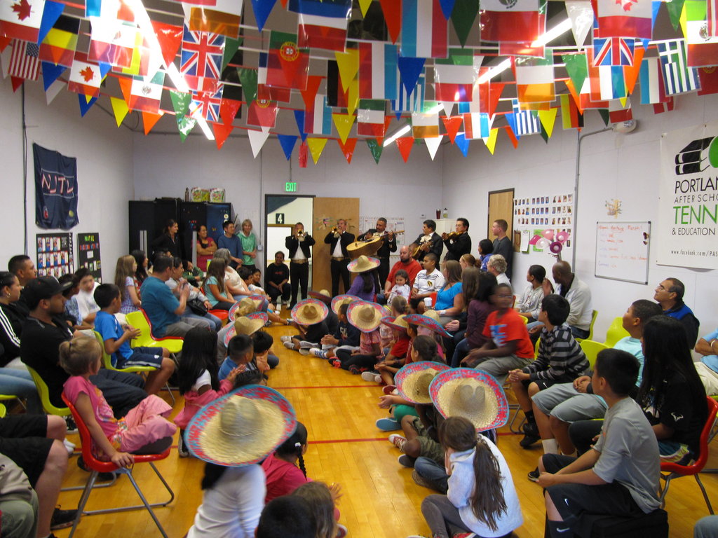 Families listening to the Mariachi Band!