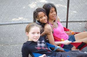 Rosie, Olivia & Marissa in the reading tent.