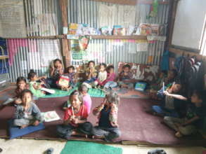 the students along with the stationery materials