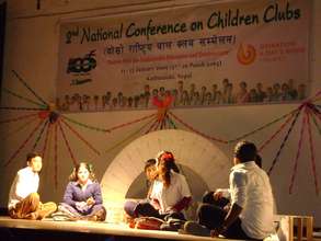 Students performing Act play on School Environment