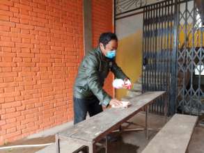 Sanitizing a bench