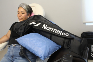 Pressotherapy session supporting lymphedema recove