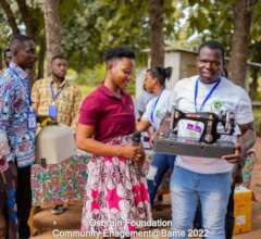 Supporting young mothers with sewing machine