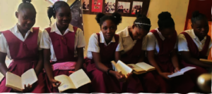 Students in the library at Andrew Grene School.