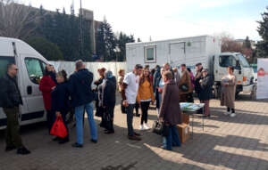 Lining Up for Mobile X-ray Van