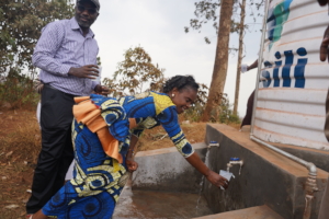 Principal Odette using the tank for the first time
