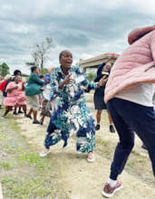 An energizer dance before a workshop.