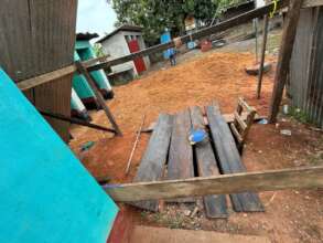 Covered opening of the new septic tank pit