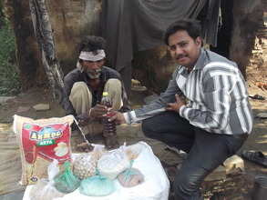 Distribution of groceries to a poor tribal patient
