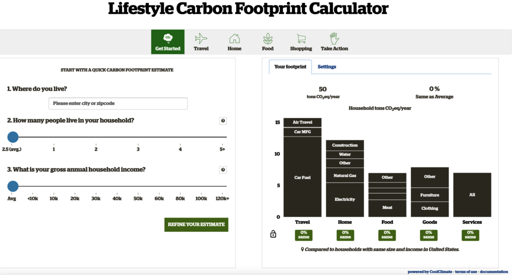 Our lifestyle carbon footprint calculator