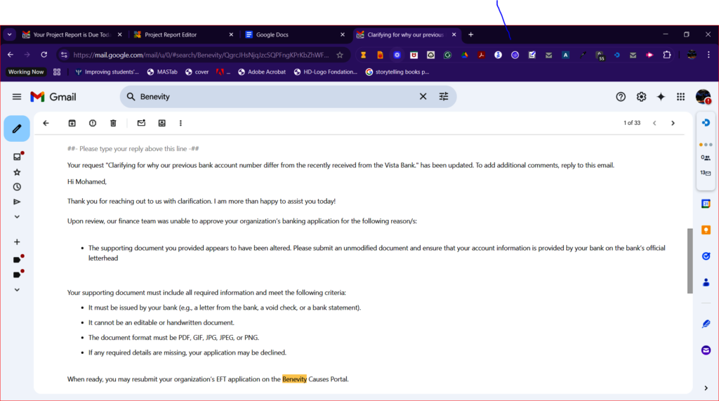 Email received from Benevity Causes