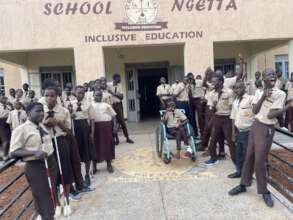 students standing at the newly built  ramp
