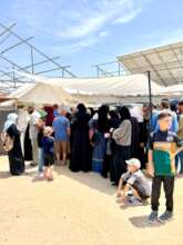 Patients queuing to enter the medical point