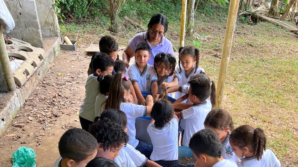Children harvesting their own crops