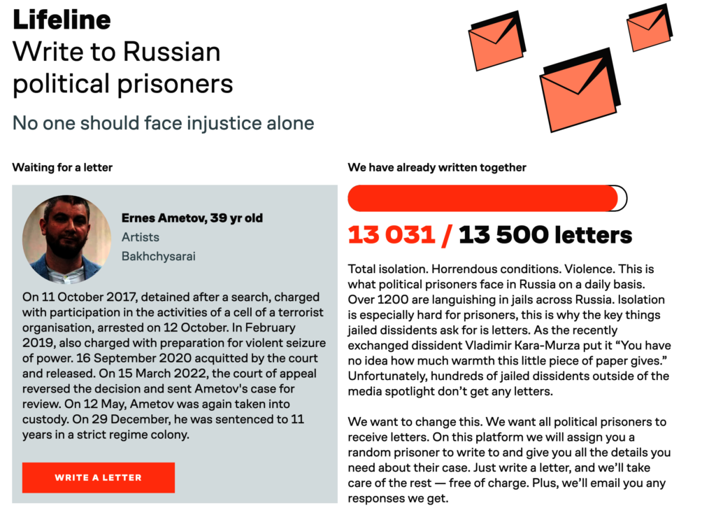 Lifeline: Write to Russian political prisoners