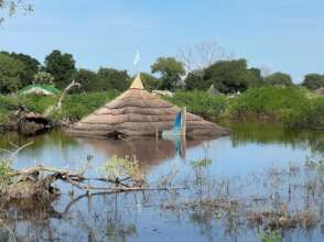 Homes submerged in Rumbek East County South Sudan
