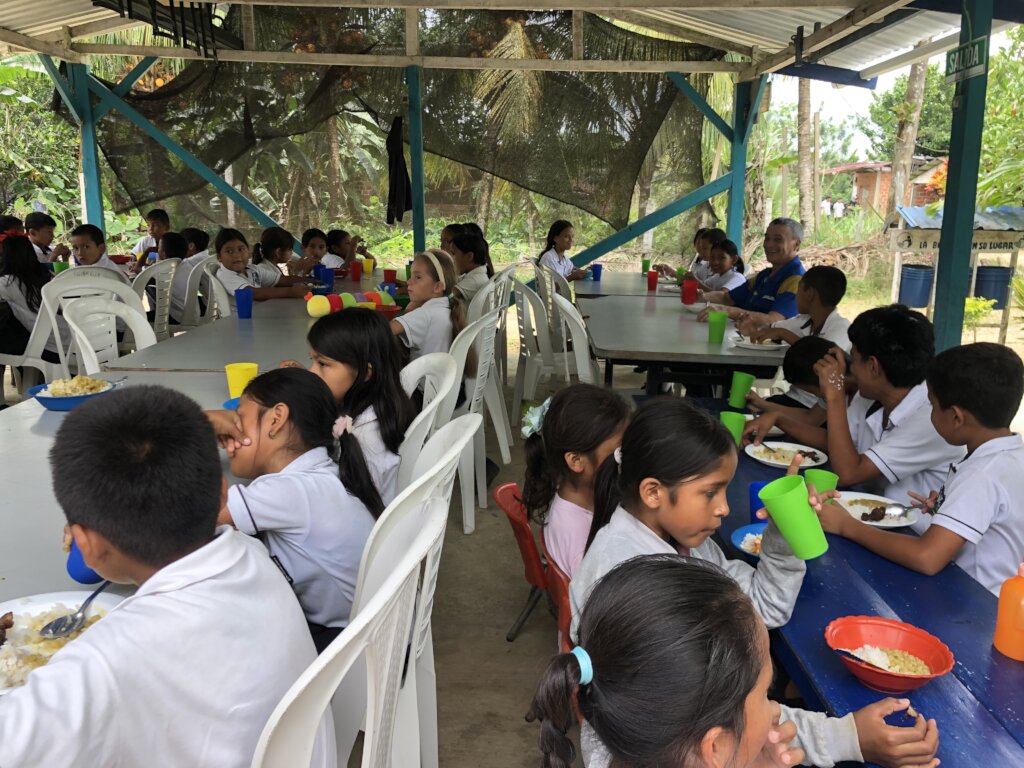 With kids lunch time Countryside School