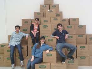 Aid boxes awaiting shipment to Afghanistan