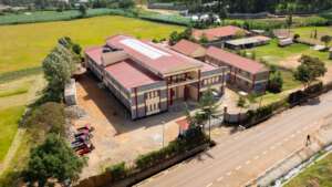 Aerial view of the new building