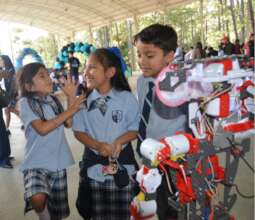 Kids Having Fun with Robot