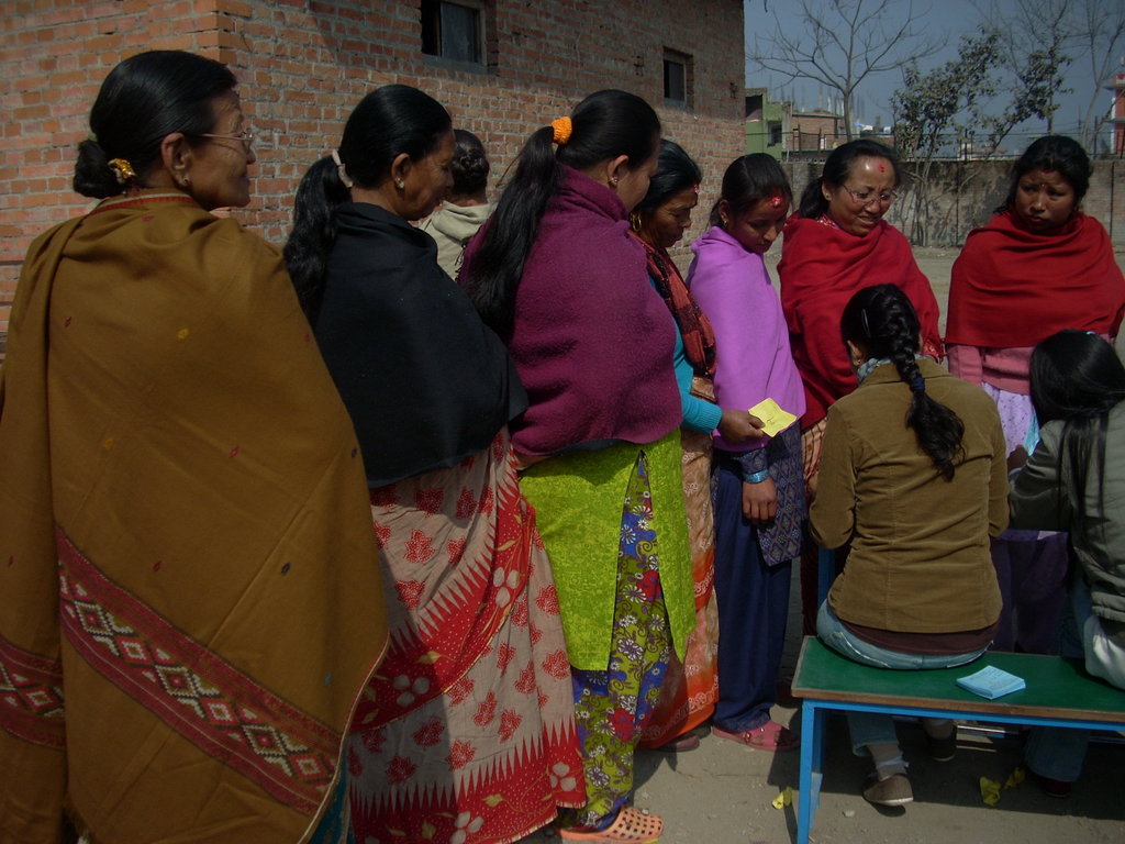 Women completing registration