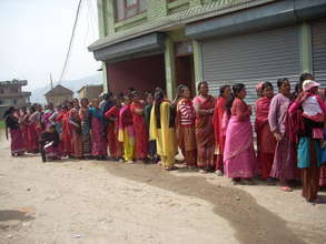 Women in line to receive cervical cancer screening