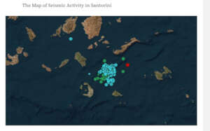 The Map of Seismic Activity in Santorini