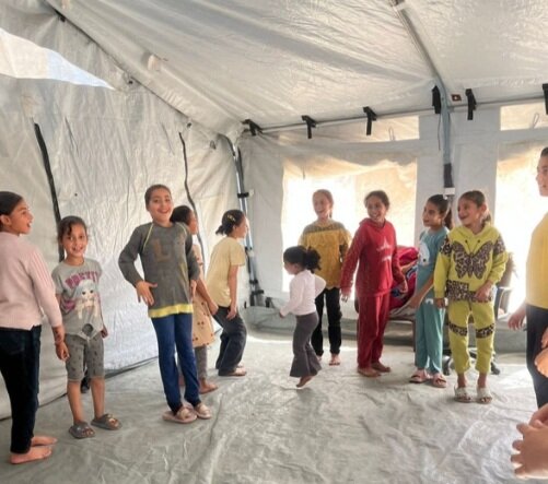 a tent in Gaza filled with joy and possiblity