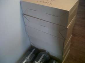 Boxes of trumpets