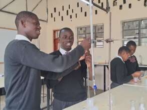 High school students in science class