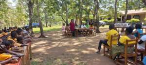 School supply donation at Goefe Junior High School