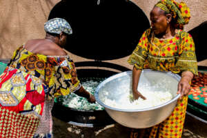Two rural women make soap