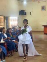 Dress made by graduate.