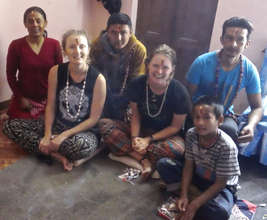 Nabin (front) with volunteers & community family