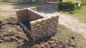 Groups hand washing facility under construction.