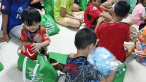 Happy Children receiving gifts