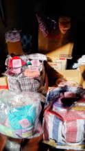 Donated beanies all packed and ready to go