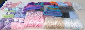 Donated yarn and beanies