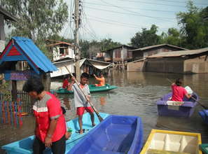 Flooded village that was assisted