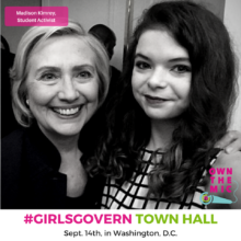#GirlsGovern student activist with Hillary Clinton