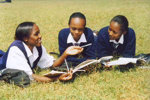 Girls holding a group discussion