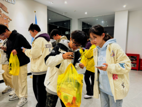 Students were weighing their 24-hours' waste.