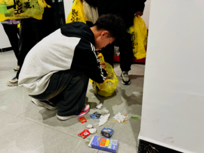 A student was analyzing different kinds of waste.