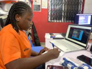 Female Programmer working on her project